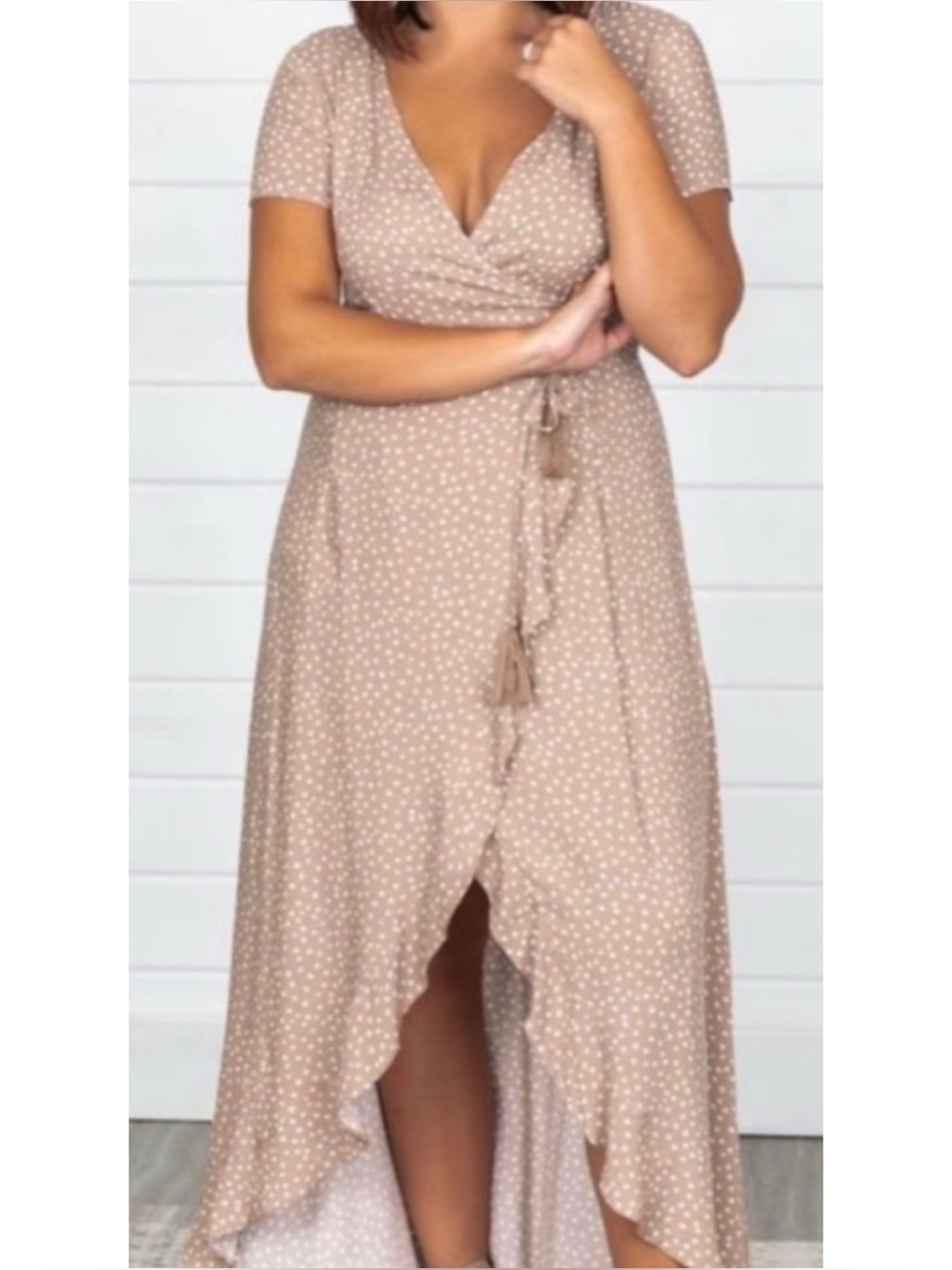 Pink Lily Ditsy Floral V-Neck Mock Wrap Maxi Dress *Mended*